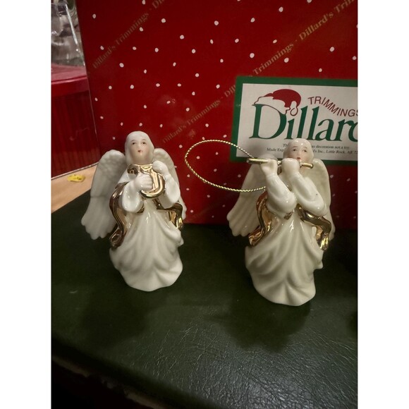 Vtg Y2K Dillard’s Trimmings Porcelain Musical Angel Ornament Set of 4 Christmas - Picture 3 of 6